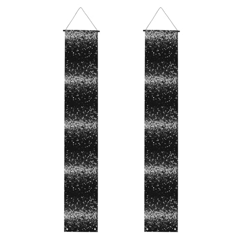 Schwarz Weiß Glitzer Veranda Banner Hängende Tür Banner Happy Birthday Veranda Schild Party Banner Foto Hintergrund Haustür Schilder für Willkommen Urlaub Party Indoor Outdoor Dekor von GDSHJKLW