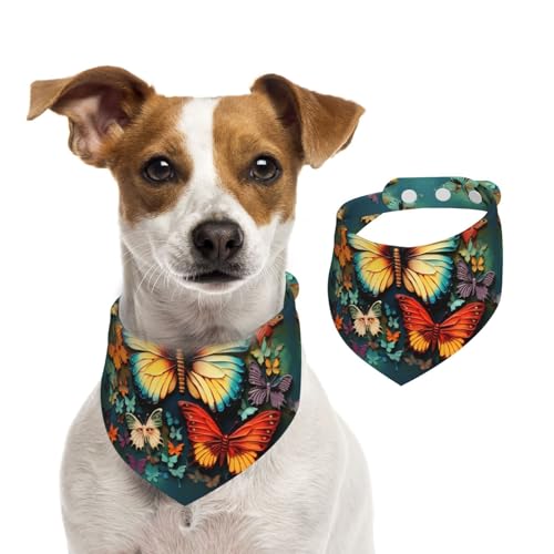 Sommerhalstücher für Hunde, bunte Schmetterling-Stickerei, Gemälde, Hundehalstücher, waschbar, verstellbar, Dreieckstuch für mittelgroße und große Hunde, Welpen und Katzen, klein Sommerhalstücher für Hunde, bunte Schmetterling-Stickerei, Gemälde, Hundehalstücher, waschbar, verstellbar, Dreieckstuch für mittelgroße und große Hunde, Welpen und Katzen, klein von GDSHJKLW