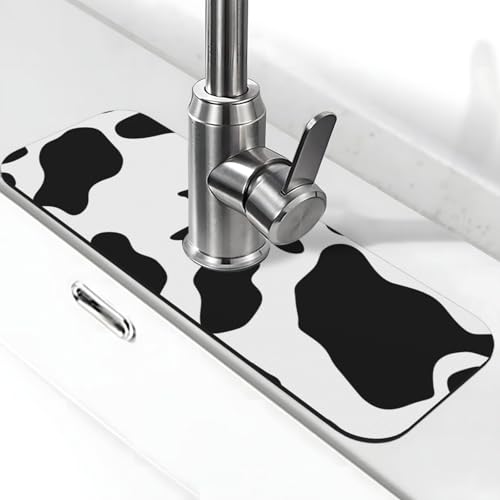 Spritzschutzmatte für Küchenspüle, super saugfähig, schnell trocknend, Abtropfmatte, Spülbecken-Gadgets hinter Wasserhahn, Waschbeckenmatte für Küche und Badezimmer, 38,1 x 14 cm, Schwarz und Weiß Spritzschutzmatte für Küchenspüle, super saugfähig, schnell trocknend, Abtropfmatte, Spülbecken-Gadgets hinter Wasserhahn, Waschbeckenmatte für Küche und Badezimmer, 38,1 x 14 cm, Schwarz und Weiß von GDSHJKLW