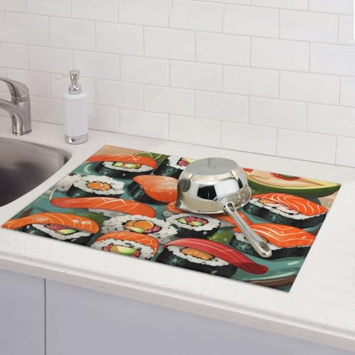 Sushi-Abtropfmatten für Küchentheke, saugfähige Mikrofaser, wendbar, waschbar, Abtropfgestell, 45,7 x 61 cm, für Zuhause, Küche, Esszimmer, Büro Sushi-Abtropfmatten für Küchentheke, saugfähige Mikrofaser, wendbar, waschbar, Abtropfgestell, 45,7 x 61 cm, für Zuhause, Küche, Esszimmer, Büro von GDSHJKLW