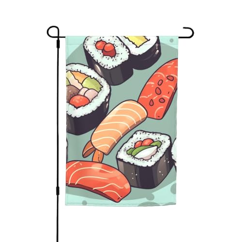 Sushi-Gartenflagge, doppelseitig, Bauernhaus, Urlaub, Hofflagge, 30,5 x 45,7 cm, saisonales Outdoor-Banner für Frühling, Sommer, Rasen, Veranda, Heimdekoration, kleine Gartenflagge von GDSHJKLW
