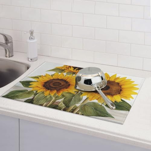 Verführerische Sonnenblumen-Abtropfmatten für Küchentheke, saugfähige Mikrofaser, wendbar, waschbar, Abtropfgestell, 45,7 x 61 cm, leicht zu reinigen, für Zuhause, Küche, Esszimmer, Büro Verführerische Sonnenblumen-Abtropfmatten für Küchentheke, saugfähige Mikrofaser, wendbar, waschbar, Abtropfgestell, 45,7 x 61 cm, leicht zu reinigen, für Zuhause, Küche, Esszimmer, Büro von GDSHJKLW