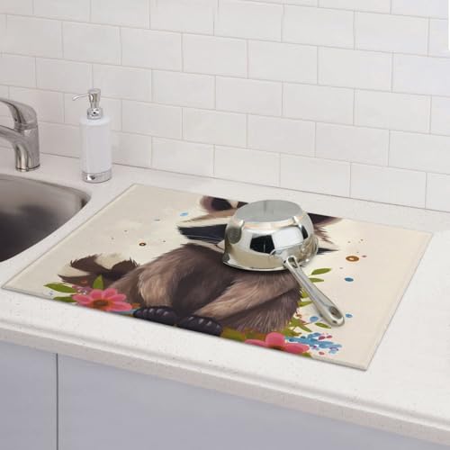 Waschbär-Abtropfmatte für Küchentheke, saugfähige Mikrofaser, wendbar, waschbar, Abtropfgestell, 45,7 x 61 cm, leicht zu reinigen, für Zuhause, Küche, Esszimmer, Büro Waschbär-Abtropfmatte für Küchentheke, saugfähige Mikrofaser, wendbar, waschbar, Abtropfgestell, 45,7 x 61 cm, leicht zu reinigen, für Zuhause, Küche, Esszimmer, Büro von GDSHJKLW