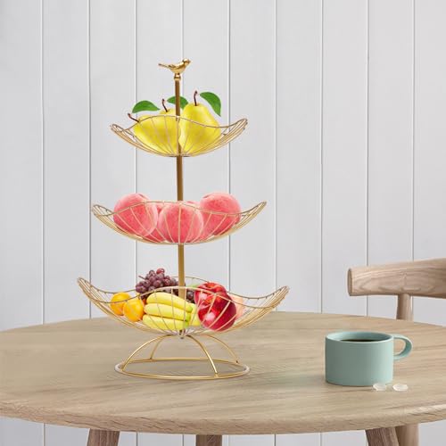 3 Stöckig Dekorativer, Küche Metall Obstschale, Metall Obstkorb mit Tragegriff, Abnehmbare Stehend Obstschale Gemüsekorb, für Küche & Wohnzimmer, Gemüse Obst Etagere 3 Stöckig Dekorativer, Küche Metall Obstschale, Metall Obstkorb mit Tragegriff, Abnehmbare Stehend Obstschale Gemüsekorb, für Küche & Wohnzimmer, Gemüse Obst Etagere von GDSKR