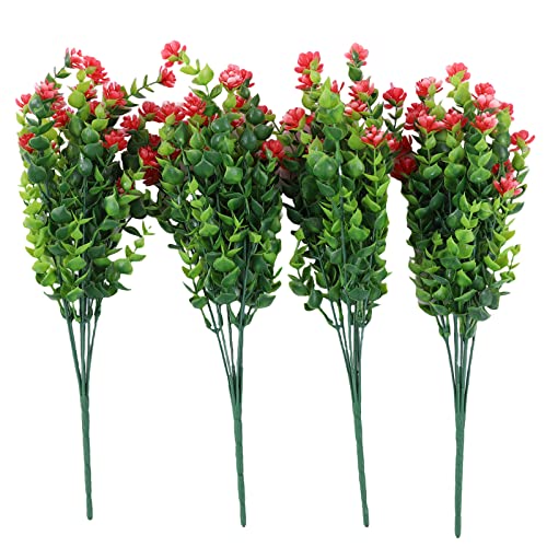 4 Bündel Künstliche Blumen, Balkon Kunstblumen, Grüne Sträucher Pflan, Gefälschte Plastikpflanzen Hochzeit Home Dekoration, Pflanzen Künstliche Blumenstrauß Kunstblume von GDSKR