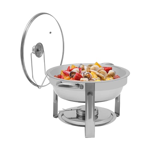 5L Chafing Dish Buffet Set, Edelstahl Chafing Dish Warmhaltebehälter, Chafers und Buffet-Wärmer-Sets, rund Wärmebehälter, für Partys Veranstaltungen Hochzeiten Camping von GDSKR