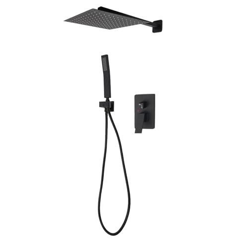 Duschsystem Unterputz, Regendusche Duschsystem, Handbrause Regendusche Duschsatz, mit 30cm Eckig Duschkopf und Handbrause, Niederschlag und Wasserfall, Duscharmatur von GDSKR