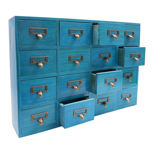 GDSKR 16 Schubladen Apotheker Schrank, Schrank Stoffkommode Schlafzimmerkommode, Holz Schublade Kräuter Schränke Aufbewahrungsbox, für Home Office Desk Organisation und Lagerung von GDSKR