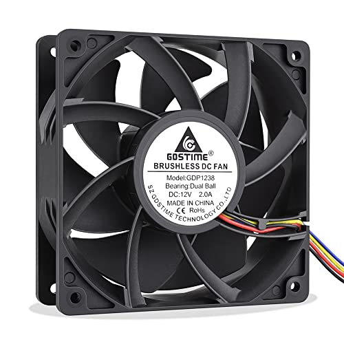 GDSTIME 120mm Lüfter 12V Lüfter 12038 120 x 38mm PWM CPU Lüfter 4 Pin Kühlung Lüfter 12CM Gehäuselüfter Dual Kugellager DC Ventilator für Netzteil Kabinett Server von GDSTIME