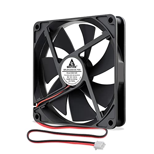 GDSTIME 12V Lüfter 140mm 140 x 25mm Computerlüfter 14CM Gehäuselüfter 1400 U/min Axiallüfter Bürstenloser für PSU Verstärker Projektor Kühlschrank PlayStation von GDSTIME