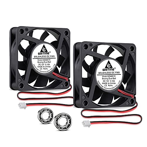 2 Stück 60mm Computerlüfter 60 Gehäuselüfter Dual Kugellager 12V 60 x 25mm PC Lüfter 4500 U/min schnelle Geschwindigkeit Bürstenloser Lüfter für Router TV Box Spielkonsole Projektor von GDSTIME