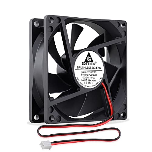 GDSTIME DC 24V Lüfter 80mm Gehäuselüfter 80 x 25mm Computer lüfter 8CM PC Lüfter 2800 U/min bürstenloser für PS4 Spielkonsole XBOX Empfänger von GDSTIME
