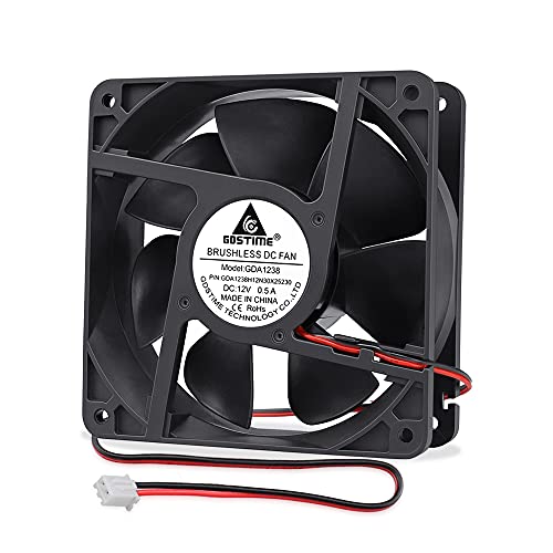 GDSTIME 120mm Gehäuselüfter 120 x 38mm Lüfter 12CM Computerlüfter 12038 bürstenloser 12V PC Lüfter 3000 U/min für Router Spielkonsole TV Box von GDSTIME