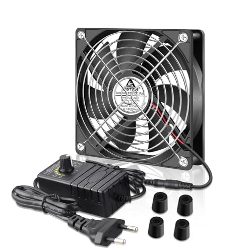 GDSTIME 120mm Lüfter 230V 120 x 120 PC Computer Lüfter 220V 120mm Gehäuselüfter mit DC 4V - 12V Einstellbare Geschwindigkeiten Kontrolle für Laptop TV Box Router Schrank Wechselrichter von GDSTIME