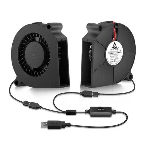 GDSTIME 2 Stück 60mm Gebläse Lüfter USB 60mm x 15mm Radiallüfter 5V 60x15mm Turbinen Turbo Gebläse Mit 3 Einstellbare Geschwindigkeiten für PC TV Box Konsole Router Netzteils Kühlung von GDSTIME