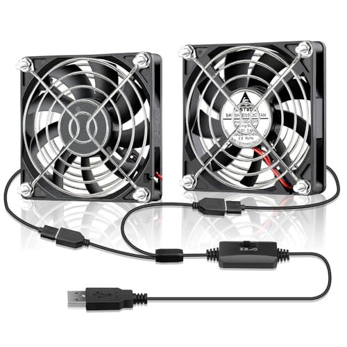 GDSTIME 2 Stück PC Lüfter 80mm USB Lüfter 5V 80x80 USB PC Ventilator 80mm Mit 3 Einstellbare Geschwindigkeiten für Computer Router TV Box Schrank Konsole von GDSTIME
