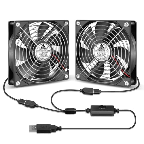 GDSTIME 2 x 120 USB Lüfter mit 3 Einstellbare Geschwindigkeiten 120mm PC Fan USB Ventilator für Chassis Verstärker Router Belüftung Lüfteraustausch von GDSTIME