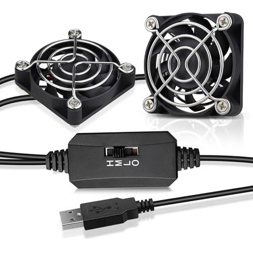 GDSTIME 2er-Pack 50 mm USB-Lüfter mit 3 Geschwindigkeitsregelungen, Mini 5 V DC bürstenloser Computerlüfter für Projektor, VR-Getriebe, Raspberry Pi TV-Box, Kleingeräte, Serienersatz von GDSTIME