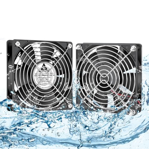 GDSTIME 2 Stück Lüfter Wasserdicht 12V 120mm Lüfter IP68 12 volt PC Gehäuselüfter Wasserdichter Dual Kugellager 2500 u/min von GDSTIME