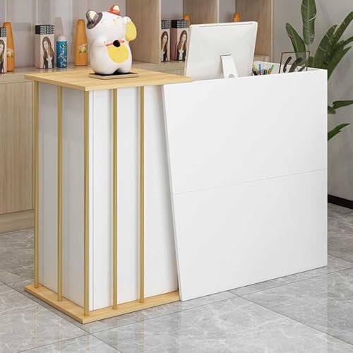 GDVXYS Empfangstresen Rezeptionstisch mit 2 Schubladen, funktionales Bartheke Design, modernes Rezeptionsmöbel für Kosmetikstudios und Verkaufsräume von GDVXYS