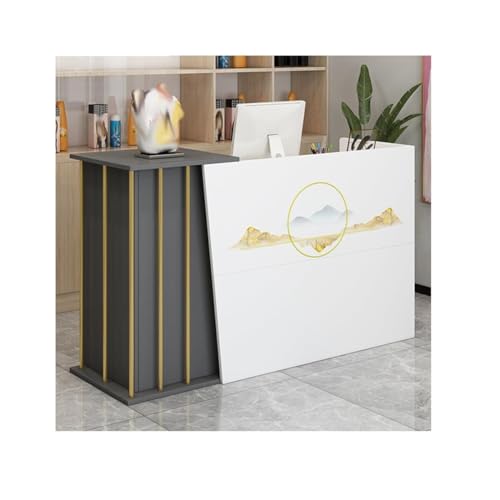 GDVXYS Empfangstresen Rezeptionstisch mit 2 Schubladen, funktionales Bartheke Design, modernes Rezeptionsmöbel für Kosmetikstudios und Verkaufsräume von GDVXYS