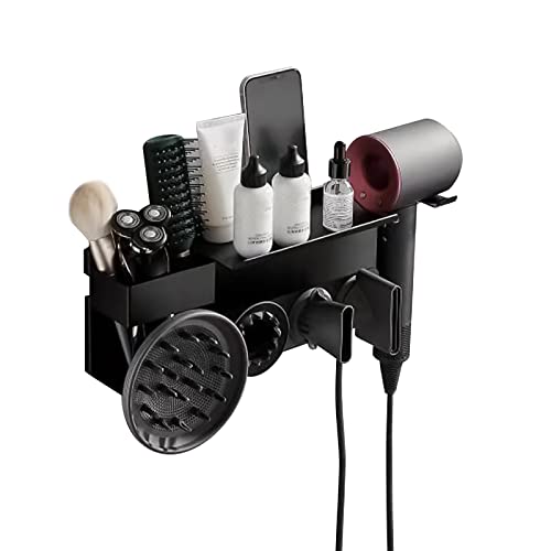 2-in-1 Wandhalterung für D-y-s-o-n A-i-r-w-r-a-p Styler und S-u-p-e-r-s-o-n-i-c Haartrockner, Organizer Aufbewahrungsregal Halter für D-y-s-o-n Haartrockner Zubehör Fässer Diffusordüsen (37x11x10cm) von GDWD