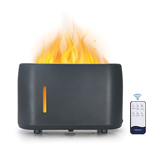 Aroma Diffuser mit Flammen Effekt, Ultraschall 7 Bunte Lichter Luftbefeuchter Duftöl Diffusor Für ätherische Aromaöl, Aromatherapie Air Humidifier 2 Nebelmodus Wasserlose Abschaltautomatik (Grau) von GDWD