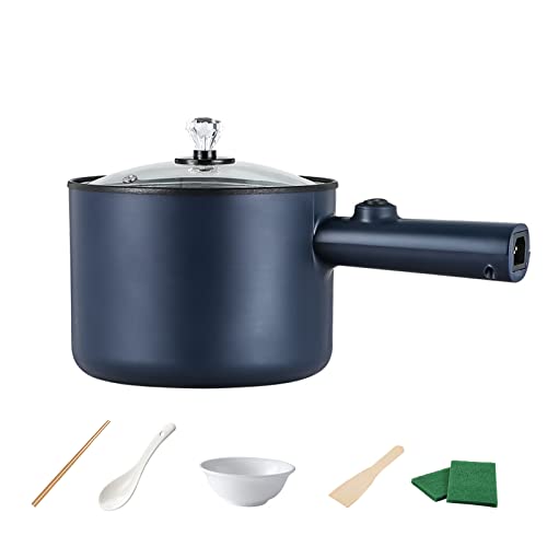 Elektrischer Hot Pot Kochtopf, 1,8L Elektrische Topf Kocher, Tragbarer Schneller Nudelkocher, Mini Multikocher für Stir Fry Roast Cooker Ramen Suppe Steak Pasta Haferflocken Ei (Blau) von GDWD