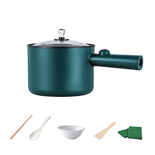 Elektrischer Hot Pot Kochtopf, 1,8L Elektrische Topf Kocher, Tragbarer Schneller Nudelkocher, Mini Multikocher für Stir Fry Roast Cooker Ramen Suppe Steak Pasta Haferflocken Ei (Grün) von GDWD