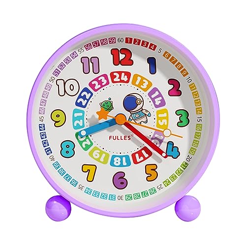 GDWD Kinderwecker, Analoge Wecker Ohne Ticken, Lernwecker Lernuhr Weckuhr Kinderuhr Quarzwecker, Kinder Wecker Mit Lautem Alarm Nachtlicht, Batteriebetriebene Weckuhr für Jungen und Mädchen (Lila 3) von GDWD