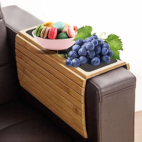 GDWD Sofatablett rutschfest - Armlehne | Couch Tablett flexibel als Sofa Butler | Sofa Tablett Armlehne als Sofa Ablage | Armlehnentablett (Wood Color) von GDWD