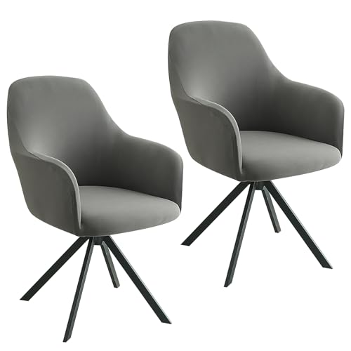 GDWD Stuhlbezug mit Armlehne, Stretch Stuhlhussen, Universal Abnehmbare Schonbezug, Hussen für Stühle, Waschbar Stuhlüberzug für Esszimmer, Küche, Wohnzimmer, Büro, Hochzeit Deko (Dunkelgrau 2er Set) von GDWD