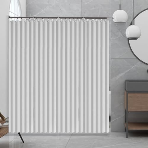 Klappbar Duschvorhangstange mit Wasserdicht Duschvorhang, Verstellbare Ausziehbar Duschstange Ecke, 360° Drehbar Duschvorhangwinkelstangen Duschvorhangstangesystem für Badewannen/Bad (Grau 4-Fach) von GDWD