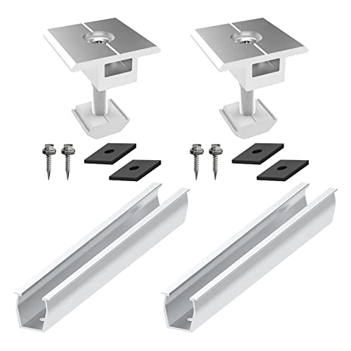 Solarmodul Halterung, Alu Befestigungssystem Trapezblech PV Befestigungsschiene, Solarpanel Halter flachdach, Befestigungs Set für Blechdach Flachdach Montage Solarpanel Dachmontage (A) von GDWD
