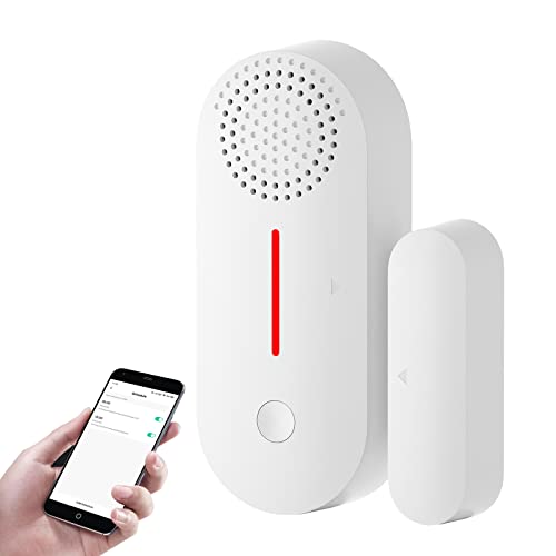 WLAN Türalarm Fensteralarm, WiFi Tür und Fenstersensor mit Sirene, App und Sprachsteuerung Alarm, Timing Scharf/Unscharf, Kompatibel mit Alexa Google Assistant für Home Security Sensor Alarm von GDWD
