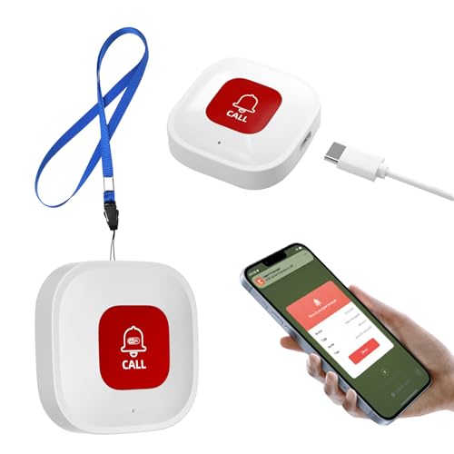 WiFi Smart Notrufknopf für Senioren, Persönlicher SOS Notfallknopf für ältere Patienten, Kinder, WLAN SOS Notruf auf Handy, Hausnotruf, Tuya WiFi Notruf Alarm an Telefon Senden von GDWD
