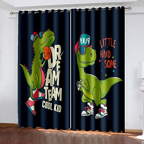 Verdunkelungsvorhang, Stilvoller Cartoon-Dinosaurier 264X242cm 2 Stück Verdunkelungsvorhang, Verdunkelungsvorhang, Mit Ösen, Vorhänge, Blickdicht, Kühlung Wärmedämmung von GDYRBY