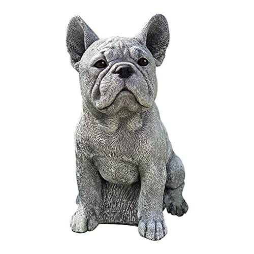 Garten-Hund-Statue Ornament Realistische Harz-Tierskulptur Realistische Französische Bulldogge Polyresin Statue für Outdoor-Dekoration Hundeliebhaber Geschenk für den Innen- und Außenbereich von GDZTBS