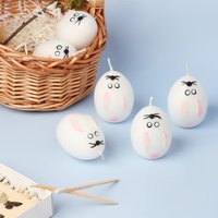 G Decor 6Er Set - Hoppy Ostereier Kerzen Weiß von GDecorLtd