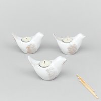 G Decor Birds Nest 3Er Set Handbemalte Weiß & Gold Keramik Teelichthalter von GDecorLtd