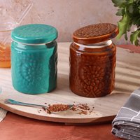 G Decor Embossed Bloom Handgemachte Keramikgläser Aufbewahrung Mit Blumenmotiv Deckeln von GDecorLtd