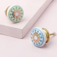 G Decor Goldene Blumen Keramik-Türknäufe, Schubladenknöpfe, Schrankknöpfe von GDecorLtd