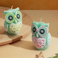 G Decor Handmade Hootique Eulen Paar Kerze Rosa & Gelb Auf Der Suche Nach Ärger von GDecorLtd