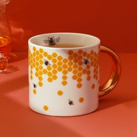 G Decor Honeycomb Buzz Goldbecher Goldgriff Keramiktasse von GDecorLtd