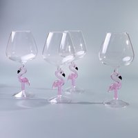 G Decor Set Mit 4 Flamingo Stem Handgefertigten Glaswaren, Pink Wine Sculpted Glasses von GDecorLtd