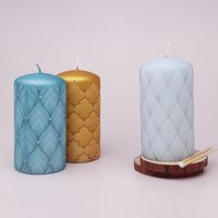 G Decor Spark Glitzer Elegant Blau Gold Grau Stumpenkerze von GDecorLtd