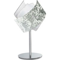 Camilla – Blattsilberne Tischlampe 1XE14 max 1X42W IP20 – Moderne Tischlampe mit Metallsockel und dekoriertem Glas – E27-Fassung Camilla – Blattsilberne Tischlampe 1XE14 max 1X42W IP20 – Moderne Tischlampe mit Metallsockel und dekoriertem Glas – E27-Fassung von GEA LUCE
