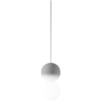 Gea Luce - Sfera – Einzelne Pendelleuchte mit hellgrauer Betonkugel und Opalglas – 1XG9 max 1X7W, weißer Rahmen, IP20 von GEA LUCE