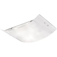 Michela kleine Deckenleuchte 32x21cm glänzend weiß 2XE27, gebogenes Glas mit verchromtem Sockel, IP20, max 2x42W, elegante Deckenleuchte von GEA LUCE