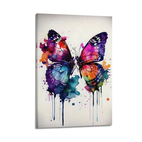 GEAD Tiere Artwork Aquarelle Poster Bunte Schmetterlinge Dekorative Malerei Leinwand Kunst Bild 40 x 60 cm von GEAD